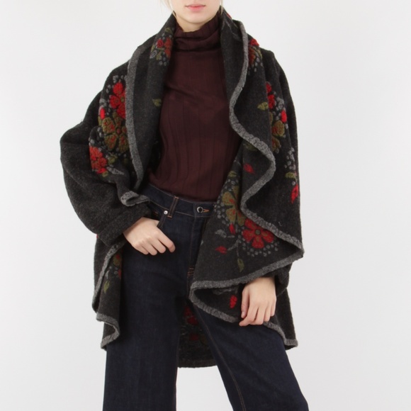 The Shepherd's Knot Sweaters - New Italy Wool Cardigan Sweater Black Gray OS